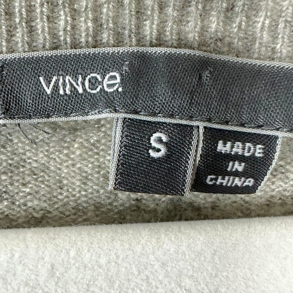 Vince Color Block Wool Cashmere Bateau Sweater Small Oversized Boxy Grey Cream - Picture 10 of 14